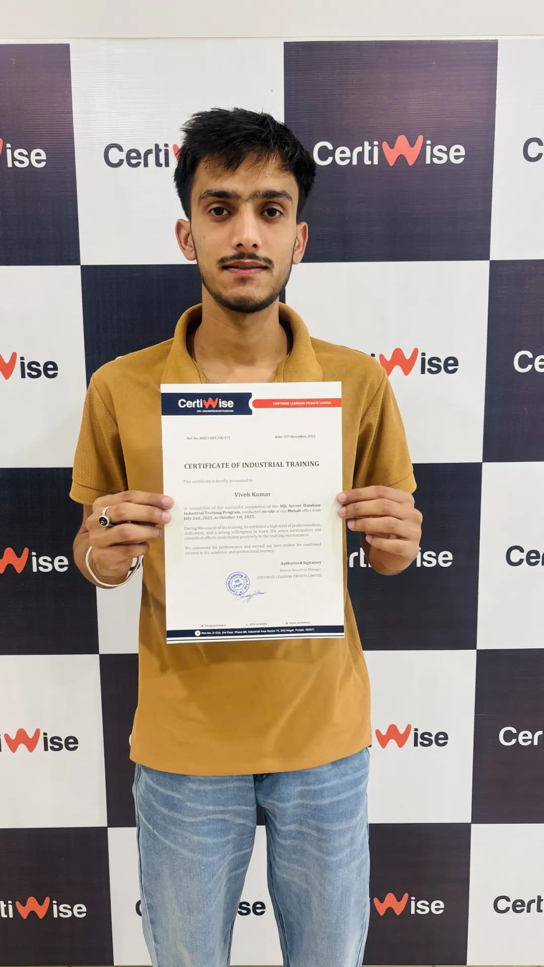 Student after completing training at Certiwise